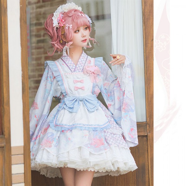 Lolita mekko kimono-tyylisellä takilla