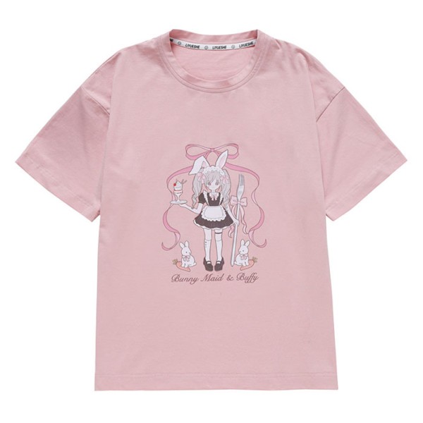 Vaaleanpunainen Bunny Maid T-paita