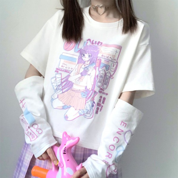 Anime-tyylinen kawaii pusero irroitettavilla hihoilla