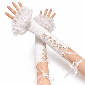 Long Lace Arm Warmers with Lacing